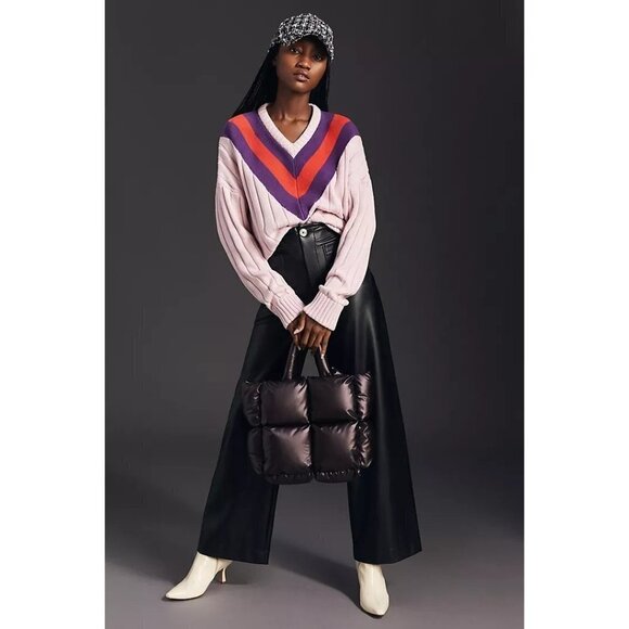 Anthropologie Kule The Yale Cotton Cashmere Silk Sweater Pink Size XS NWT $278 - Picture 2 of 7